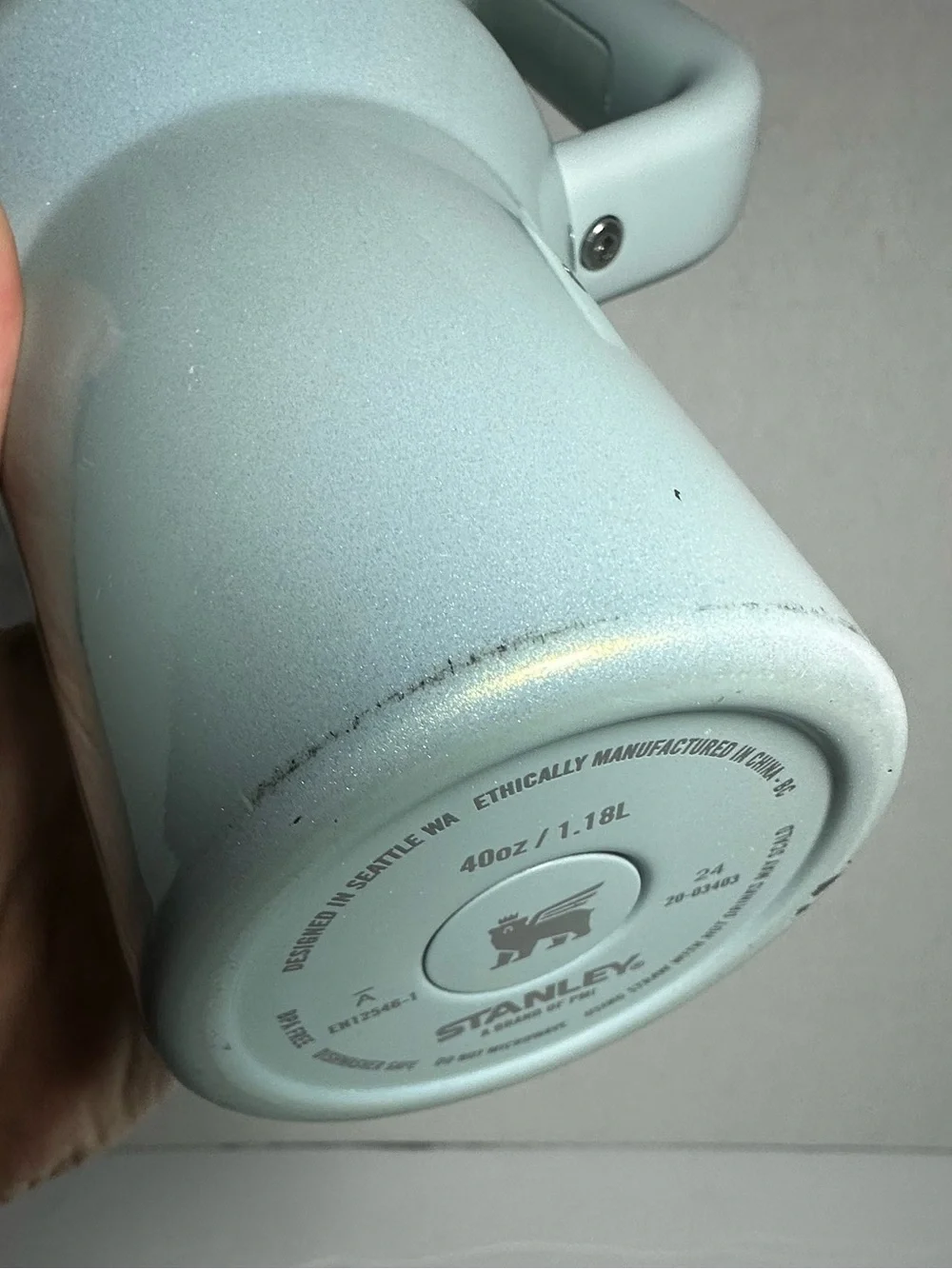 Stanley Shimmery 40 oz Light Blue Travel Mug with Handle - Picture 10 of 14